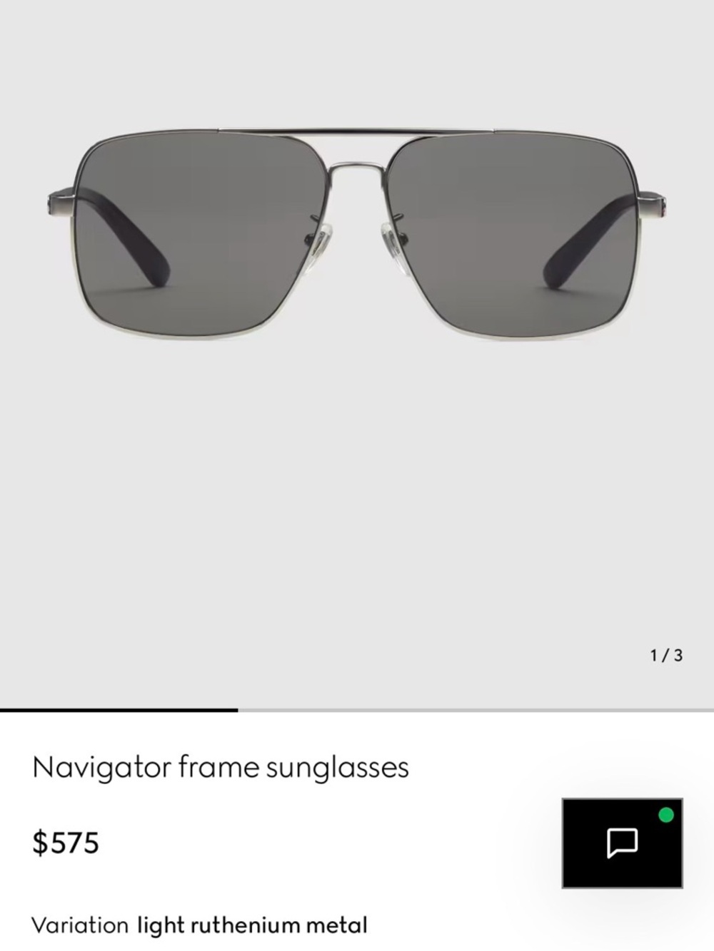 Authentic GUCCI Black/ silver Aviators - Picture 16 of 16